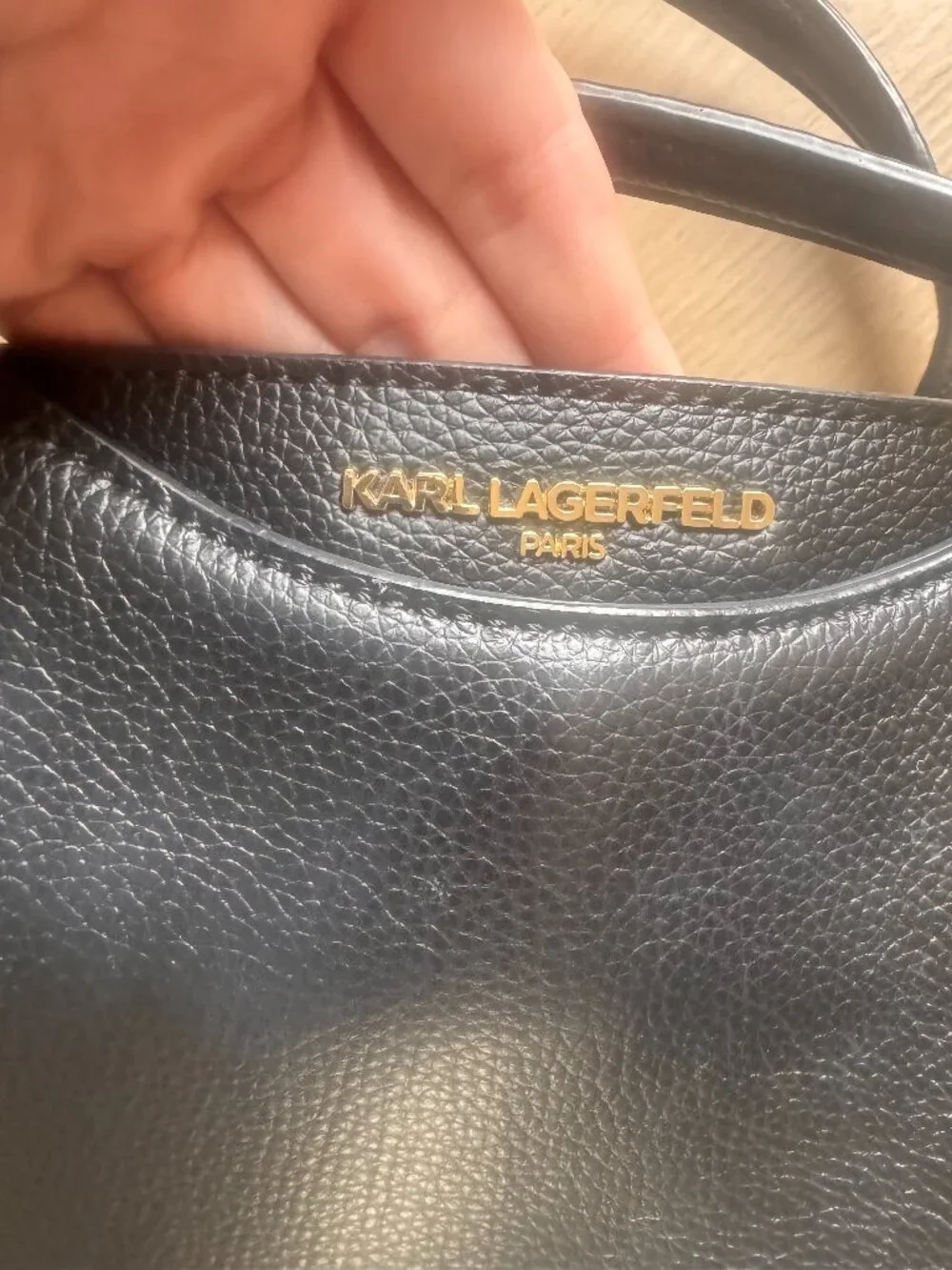 Karl Lagerfeld Paris Black Leather Dorine Handbag Tote Shoulder Purse - Picture 3 of 6